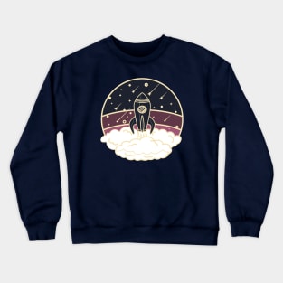 Vintage styled spaceship launch in pink Crewneck Sweatshirt